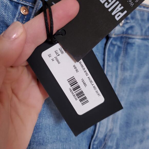 NWT PAIGE Denim Midi Skirt Long Jean Stretch Stretchy Skirt Sz 34 - Picture 6 of 10